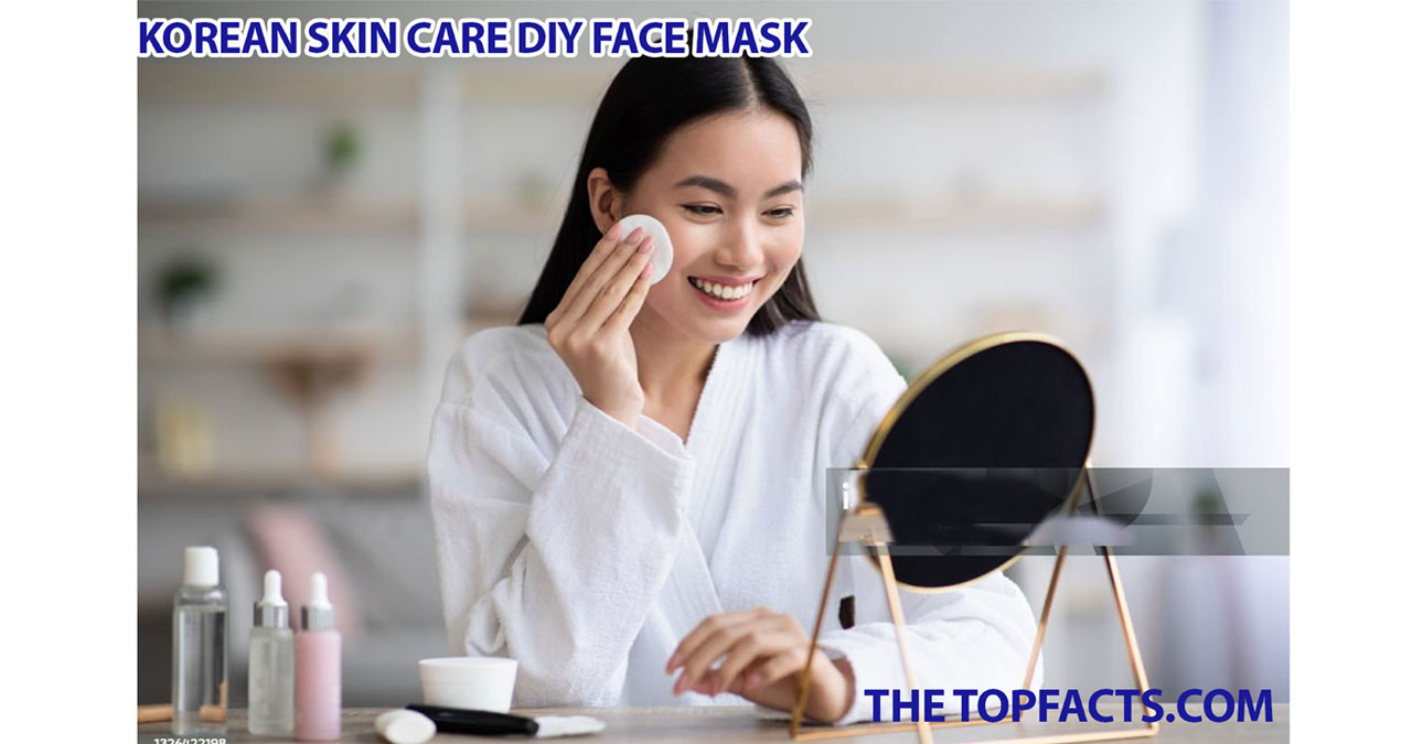 a lady with mirror applying korean skincare diy face mask